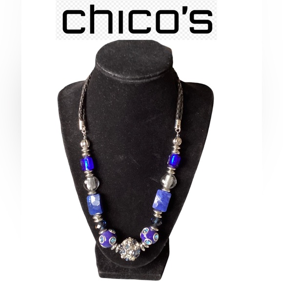 Chico's Jewelry - 🦌 New Chico's Blue and Silver Beaded Necklace